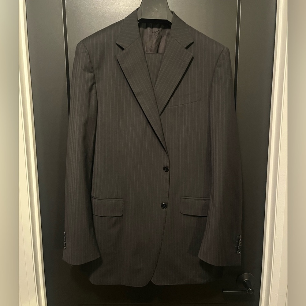 Canali Dark Grey Pinstripe Suit 44L